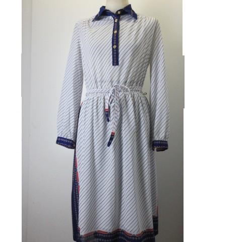 昭和レトロ ワンピース レディース S 長袖 青 ポリエステル Japan古着 Sy048 Sy048 古着屋ジョージア ヤフー店 通販 Yahoo ショッピング