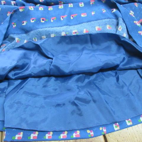 昭和レトロ ワンピース 長袖 青 9号 house of yamaki JAPAN古着
