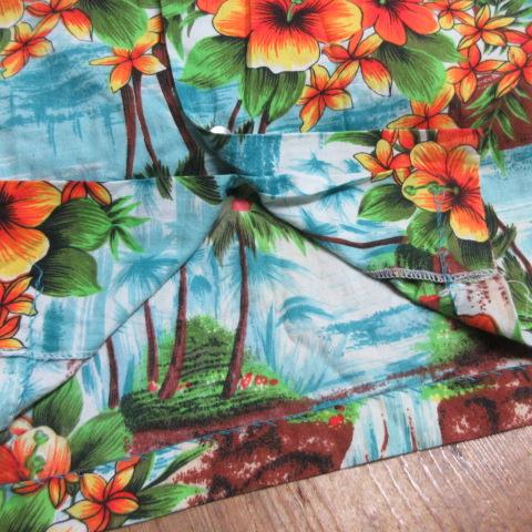 80年代 Shoreline Hawaii アロハシャツ S 赤 花柄 ヴィンテージ