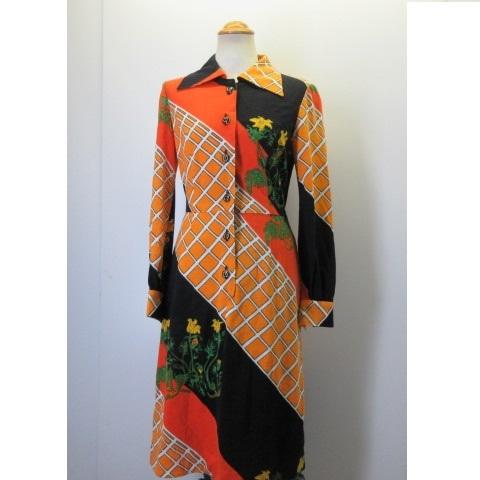 昭和レトロ ワンピース S 冬 花柄 Japan古着 Sy818 Sy818 古着屋ジョージア ヤフー店 通販 Yahoo ショッピング