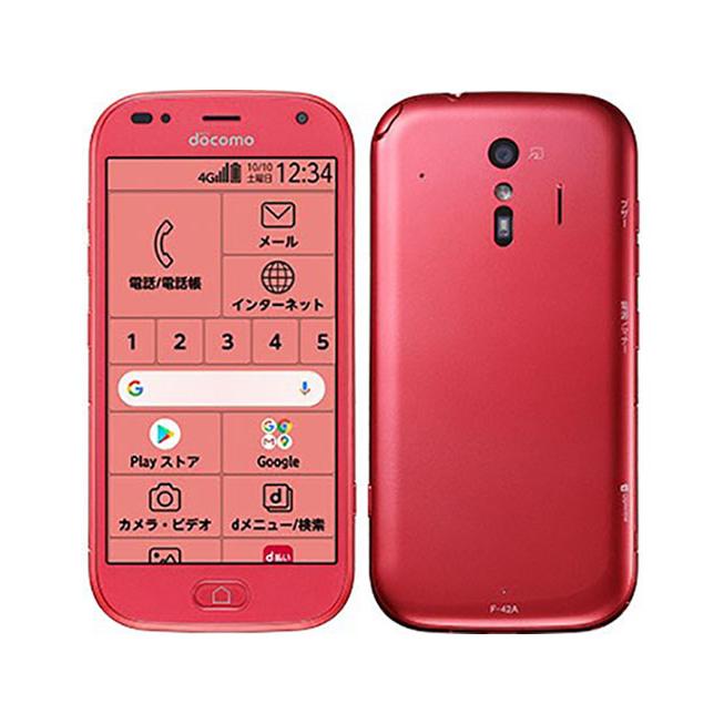 【美品】docomo F-42A ピンク らくらくスマートフォン F-42A[32GB] docomo ピンク【安心保証