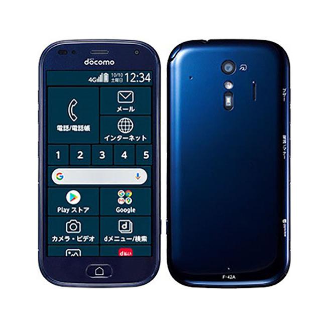 docomo らくらくスマートフォン F-42A ネイビー ムスビー｜極美品 らくらくスマートフォン F-42A ネイビー docomo SIM