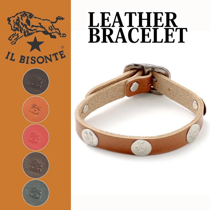IL BISONTE イルビゾンテ スタッズ付きレザーブレス 5442301190(X54423
