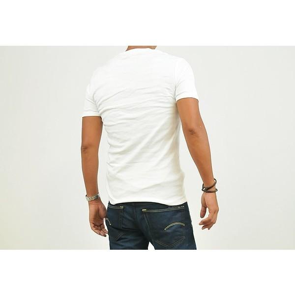 SALEセール10%OFF ジースターロウ G-STAR RAW メンズ 2枚組 ダブルパック Tシャツ（Vネック）ホワイト インナー D07207-124（8756-124）110WHITE｜geostyle｜04