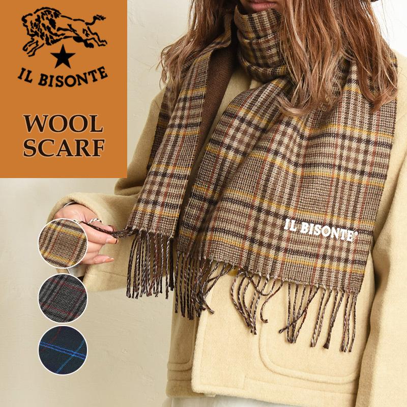 セールSALE10%OFF IL BISONTE イルビゾンテ チェック ロゴ マフラー ストール レディース メンズ ウール かわいい 54212309481 ギフト クリスマスプレゼント｜geostyle