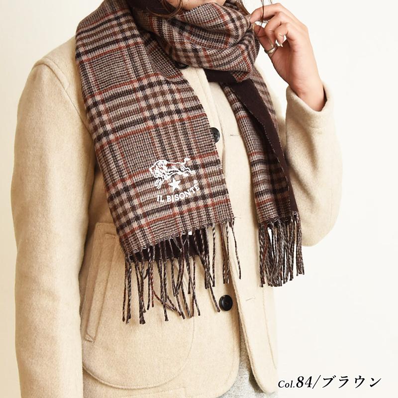 セール10%OFF IL BISONTE イルビゾンテ チェック ロゴ マフラー セール10%OFF IL BISONTE イルビゾンテ チェック ロゴ マフラー