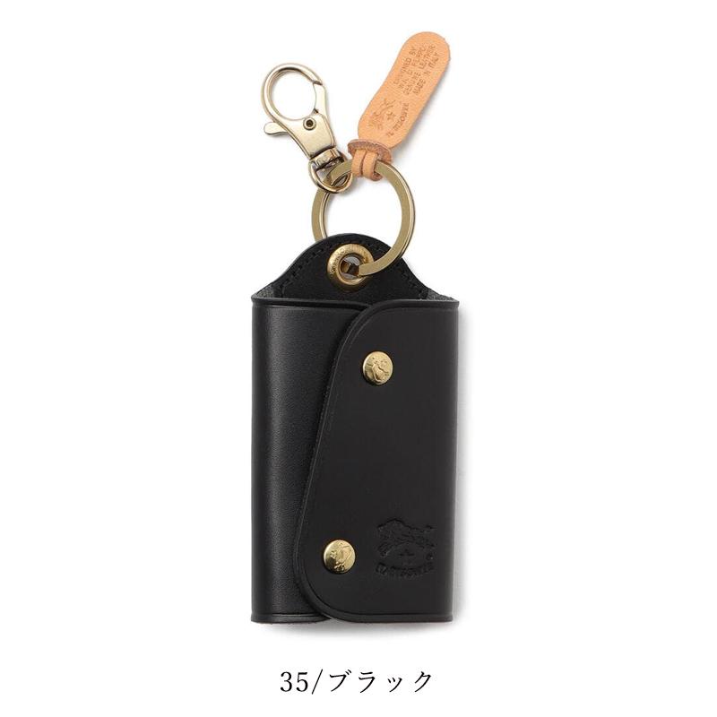 IL BISONTE イルビゾンテ ケース キーホルダー 黒　セミサークル IL BISONTE（イルビゾンテ） キーケース 4連 ブラック ネロ 黒