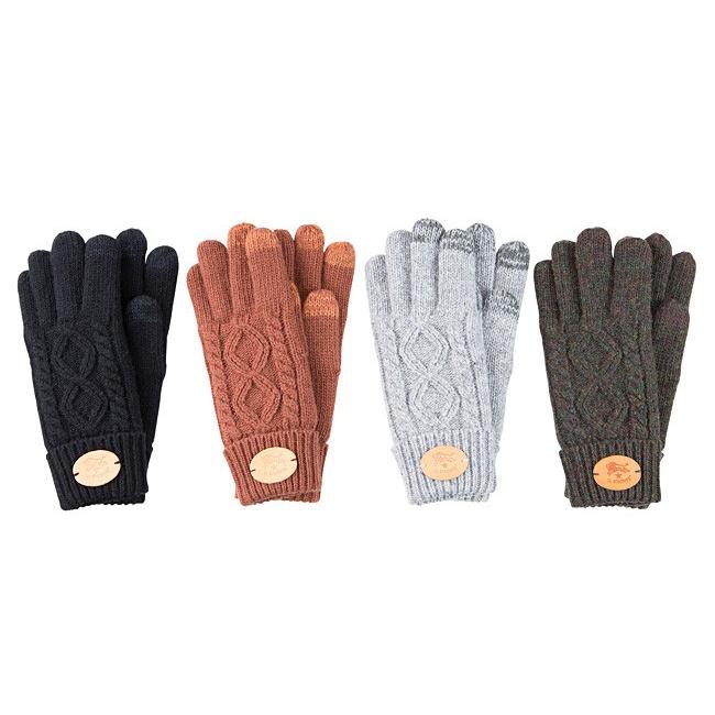 IL BISONTE（イルビゾンテ） レザーパッチ付きスマホ対応ニット手袋