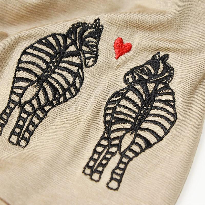 BOHEMIANS ボヘミアンズ Bohemians 刺繍ラブゼブラ柄 ソリッド