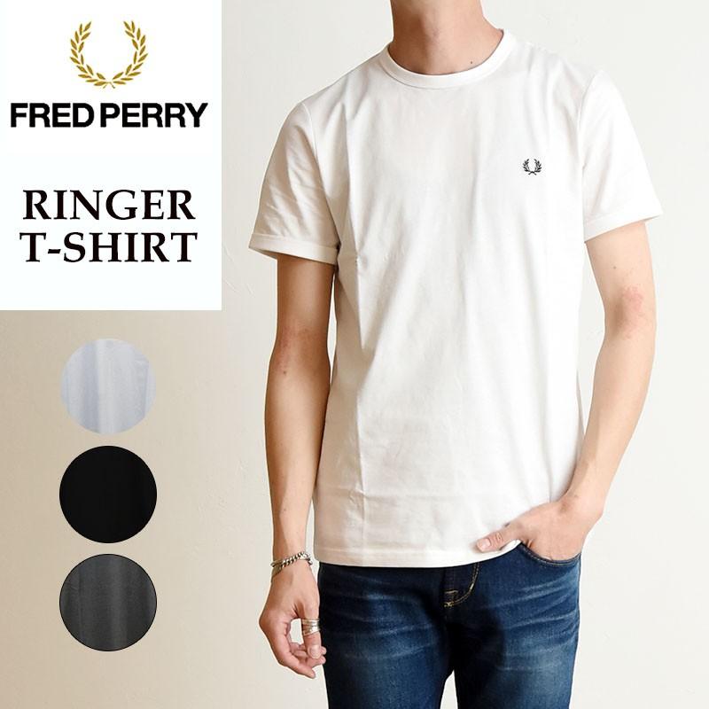 FRED PERRY フレッドペリー リンガー Tシャツ 半袖 メンズ 白 無地 ワンポイント カットソー M3519｜geostyle