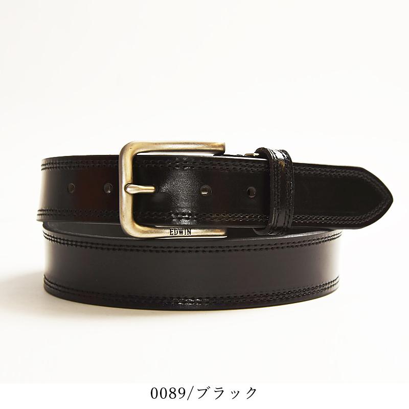 EDWIN ダブルステッチベルト レザーベルト 35mm 牛革 ビジネス EDWIN ダブルステッチベルト レザーベルト 35mm 牛革 ビジネス
