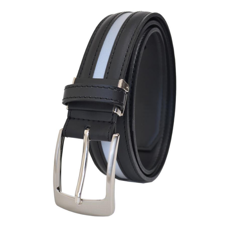 ベルト メンズ リフレクト付きゴルフ 約100cm対応 黒 グレー 白 紺