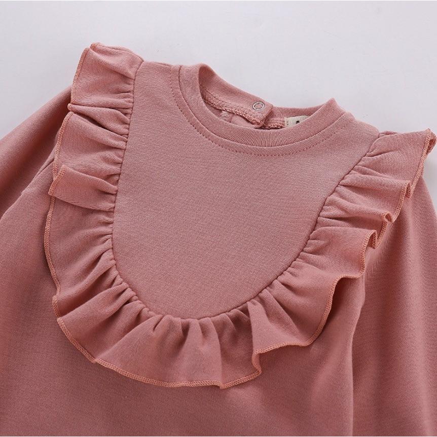 ロンパース 女の子 長袖 60 70 80 90 ベビー服 かわいい フリル くすみ 