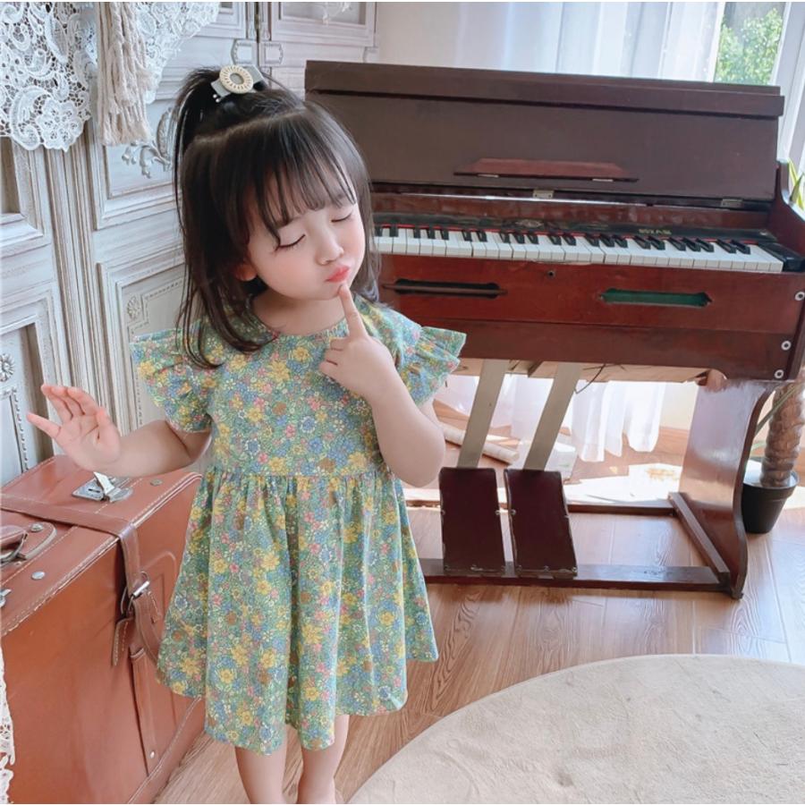 ワンピース 半袖 夏 キッズ 花柄 リバティ柄 80 90 100 110 120 130