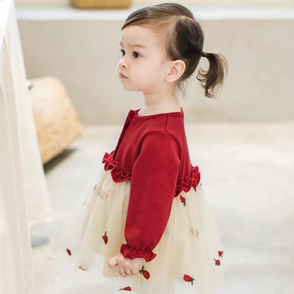 ワンピース 女の子 チュール ドレス ベビードレス ベビー キッズ 長袖