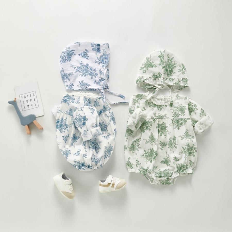 店舗良い ロンパース 女の子 長袖 60 70 80 90 ベビー服 ボンネット 帽子 フローラル 花柄 かわいい おしゃれ Dprd Jatimprov Go Id