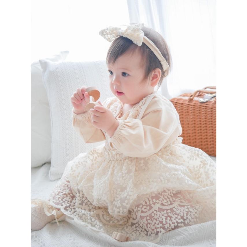 ベビードレス 半袖 結婚式 ベビー ドレス 長袖 ヘアバンド 誕生日