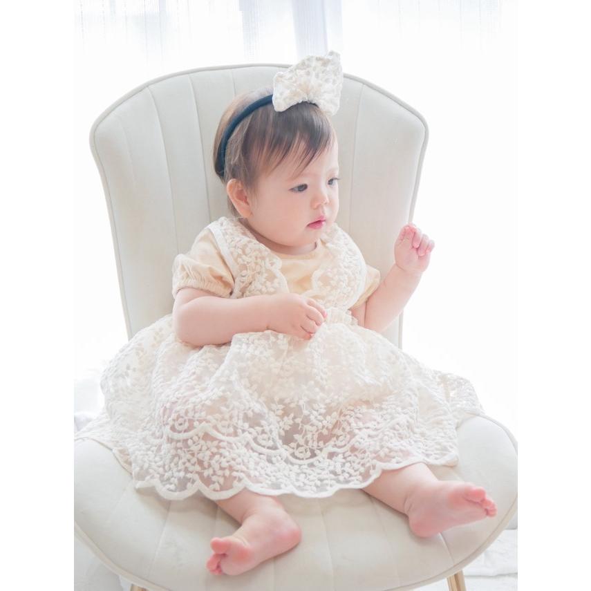ベビードレス 半袖 結婚式 ベビー ドレス 長袖 ヘアバンド 誕生日