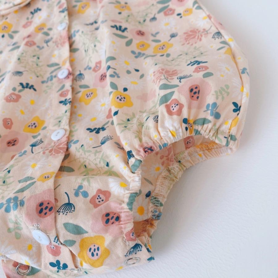 ベビー服 女の子 半袖 夏 ロンパース かわいい 花柄 70 おしゃれ 90 80 くすみカラー 60 数量限定アウトレット最安価格