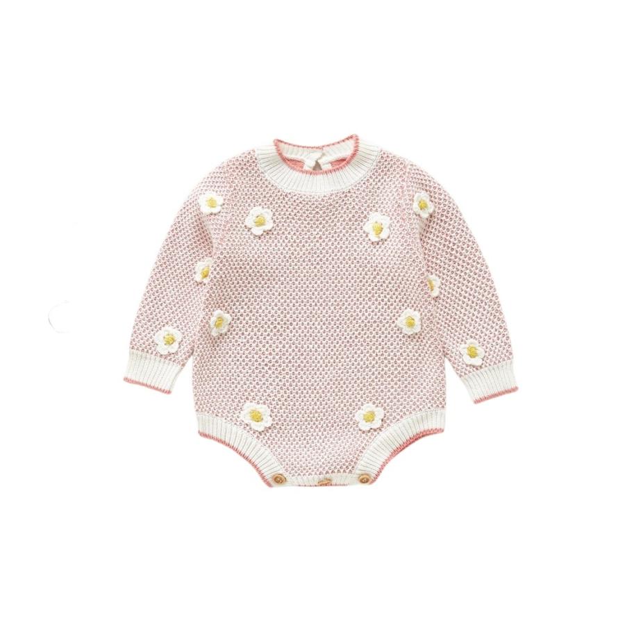 ロンパース 女の子 長袖 秋 冬 秋冬 ニット 花 花柄 ベビー服 ベビー 赤ちゃん 赤ちゃん服 かわいい おしゃれ 子供服 キッズ ホワイト 60 70 80 90 G1055 Germeyshop 通販 Yahoo ショッピング