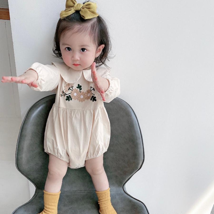 ベビー ロンパース 女の子 長袖 刺繍 ベビーロンパース 赤ちゃん 秋服 冬服 ベビー服 赤ちゃん服 子供服 おしゃれ かわいい 可愛い ホワイト ベージュ G1071 Germeyshop 通販 Yahoo ショッピング
