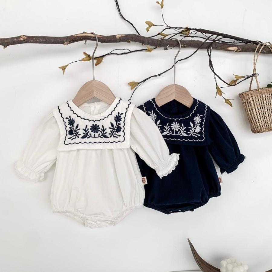 ベビー ロンパース 女の子 秋 冬 秋冬 長袖 刺繍 ベビーロンパース 赤ちゃん 秋服 冬服 ベビー服