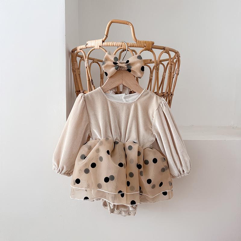 ベビー ワンピース ドット チュール ベロア ベビー服 ベビードレス