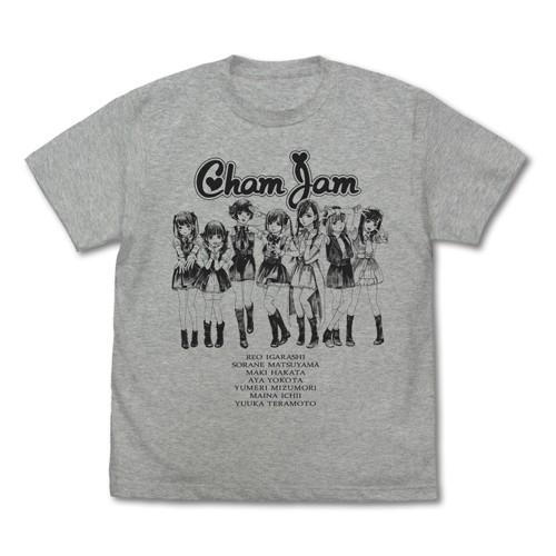 推しが武道館いってくれたら死ぬ ChamJamメンバー Tシャツ MIX GRAY L