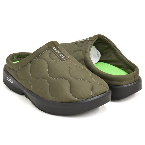 OOFOS MEN'S OOCOOZIE THERMO MULE 【ウーフォス メンズ ウークージー サーモ ミュール】 BLACK / ALPINE MOSS | OOFOS
