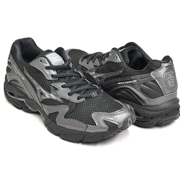 MIZUNO WAVE RIDER 10 【ミズノ ウエーブ ライダー 10 ウェーブ 国内正規品】 BLACK SAND / BLACK SAND / METALLIC GRAY | 