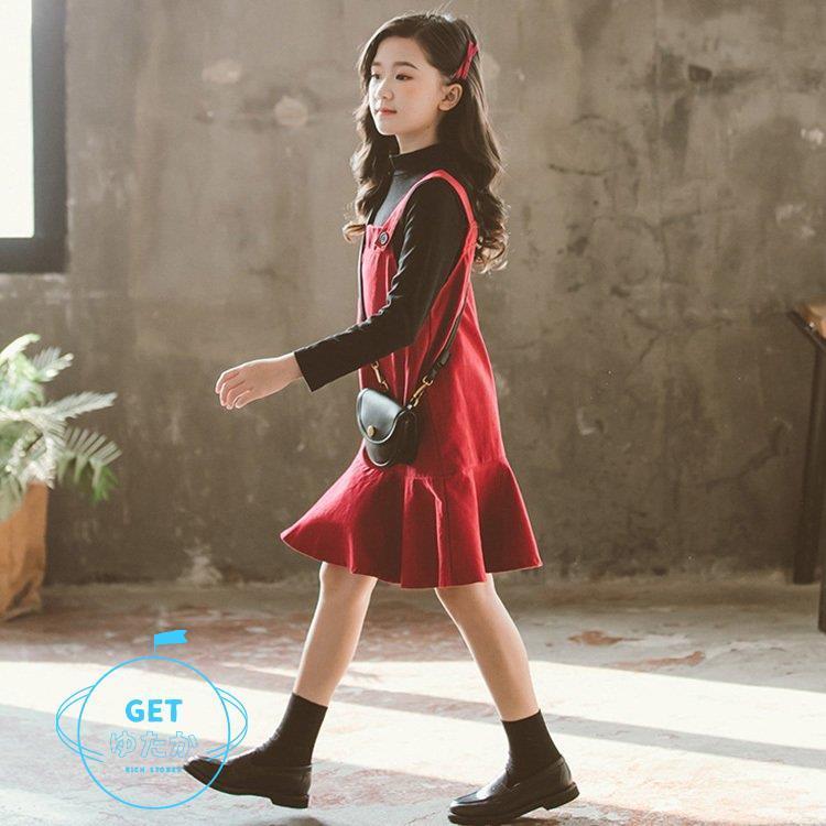 子供セットアップ 子供服 ハイネック シャツ インナー サロペットスカート 女の子 可愛い 2点セット 秋冬 長袖 オシャレ 韓国風 通学 七五三 カジュアル 世界有名な