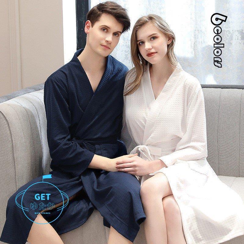 バスローブ ルームウェア メンズ レディース ロング丈 ガウン 春夏秋 サウナ ホテル 温泉 カーディガン ペア カップル 部屋着 寝巻き ナイトガウン 単品売り Jpw Getゆたか 通販 Yahoo ショッピング