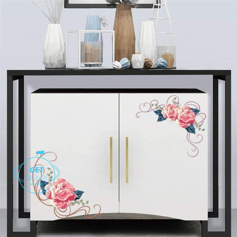 ウォールステッカー ピンク 薔薇 花 インテリア 家具 飾り物 店舗 ガラス リビング 玄関 廊下 キッチン 冷蔵 超人気高品質