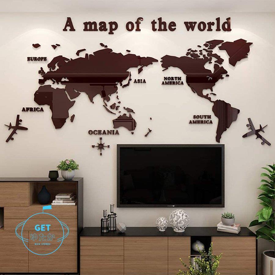 市場 Pflife 壁紙 おしゃれ ウォールステッカー 壁装飾 Diy 世界地図 シンプル 飾り 3d