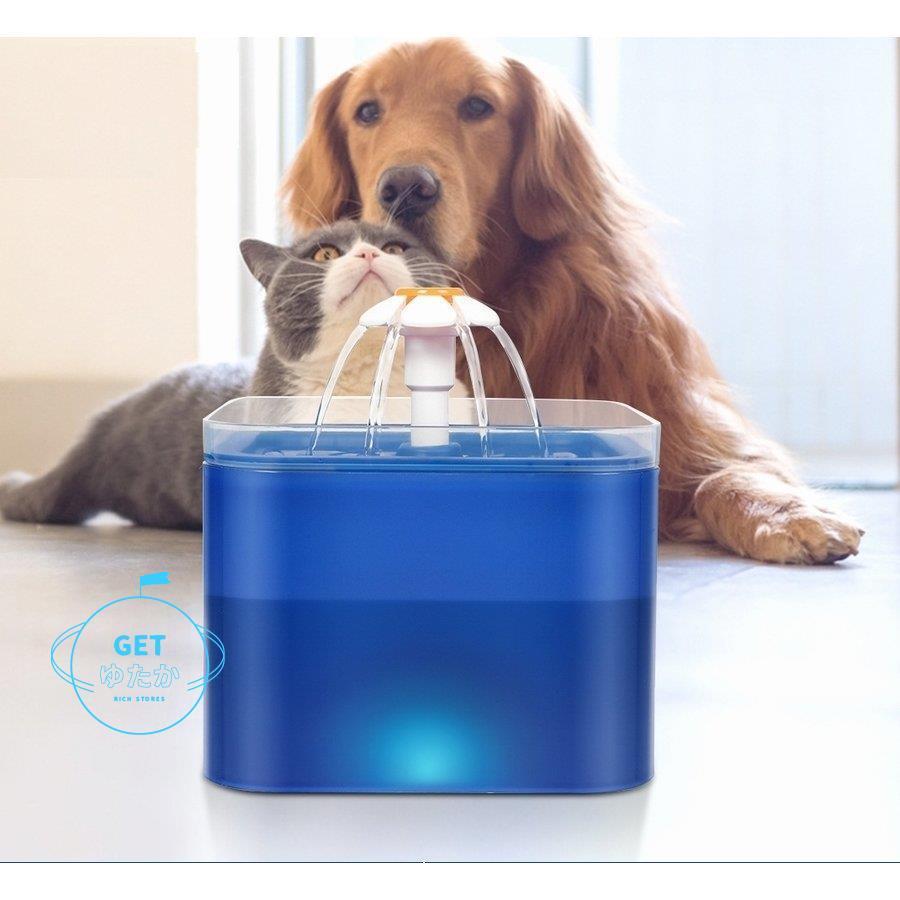 工場直送 自動給水器 ペット用 犬用 猫用 水飲み 四角 スクエア ペットグッズ ペット用品 飲料水 2l 便利 シンプル Ledライト 熱中症対策 ネコ イヌ お歳暮 Turningheadskennel Com