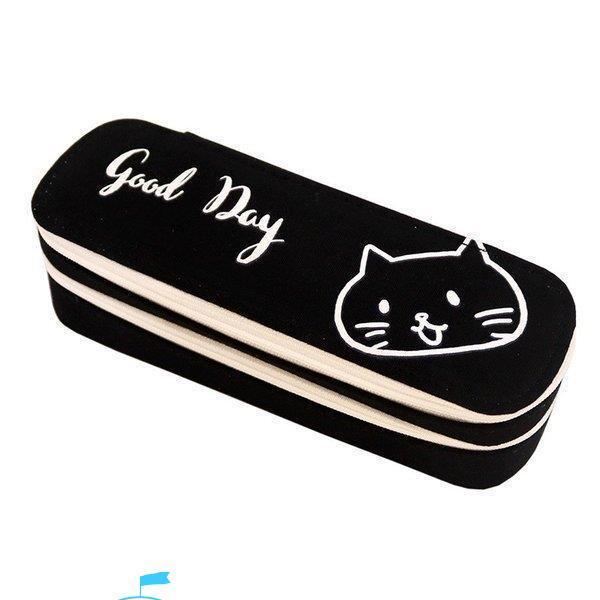 ペンケース筆箱ペン入れ筆記用具入れ猫ネコ文字イラスト可愛いチャック2段2収納学生学校雑貨 Sn7 Getゆたか 通販 Yahoo ショッピング