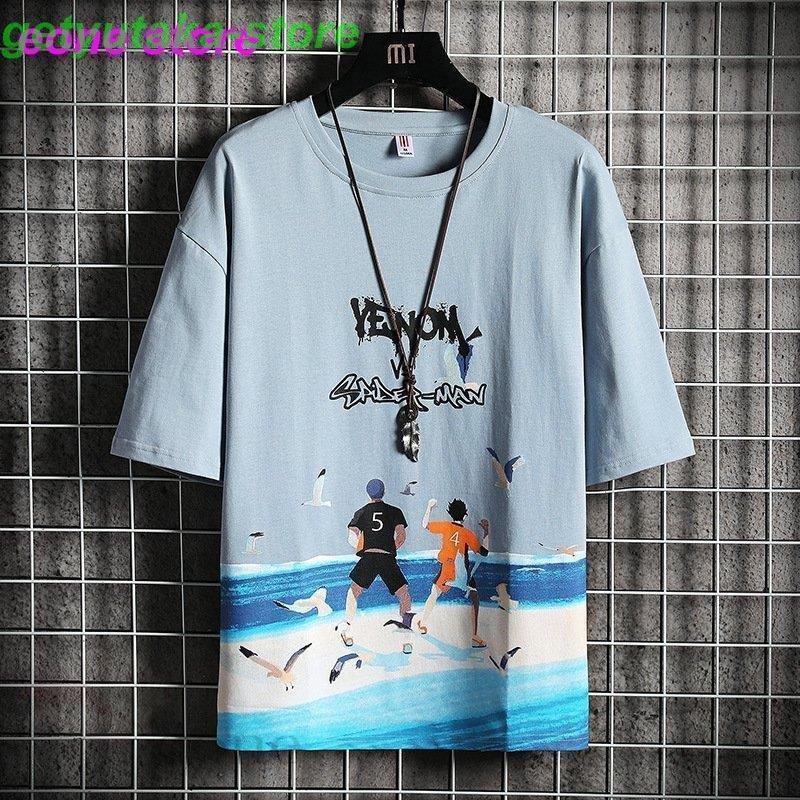 Tシャツ 半袖 原宿 メンズ 夏服 丸首 配色 可愛い グラフィティ カットソー グラデーション クルーネック 涼しい 夏 トップス メンズファッション Xl5 Getゆたか 通販 Yahoo ショッピング