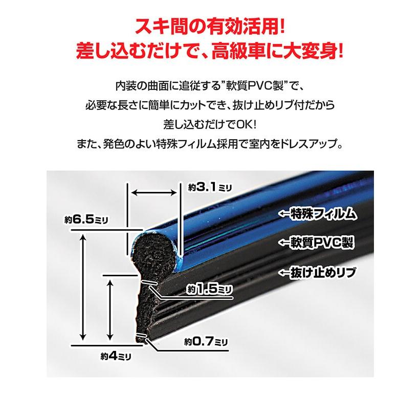 インテリア カラーモール 全長5m 内装 車 自動車 カラーライン 隙間 すき間 差し込むモール ドレスアップ パーツ インパネ 汎用 | G-FACTORY | 07
