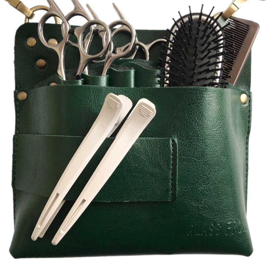 シザーケース PUレザー スクエア型 ハサミ7丁 PUレザー 美容師