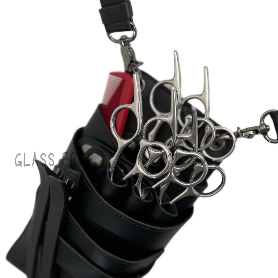 本革シザーケース オリジナル ブラック 牛革 送料無料 ハサミ5丁収納