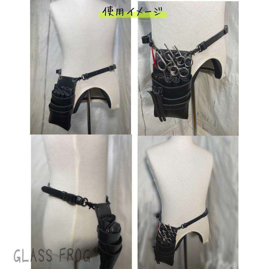 本革シザーケース オリジナル ブラック 牛革 送料無料 ハサミ5丁収納