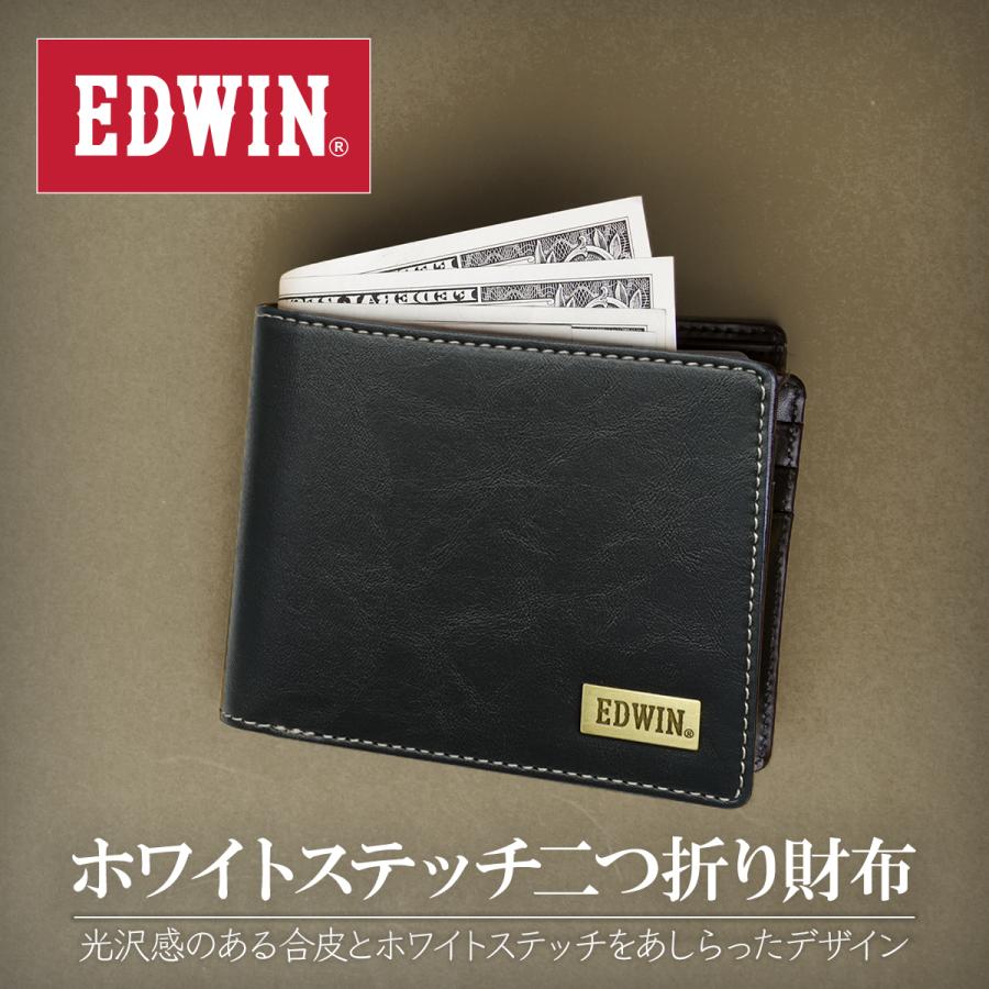 エドウイン EDWIN 財布 サイフ 二つ折り財布 折財布 メンズ レディース ホワイトステッチ カード収納 プレゼント ブラック ネイビー ダークブラウン｜gfshoes｜10