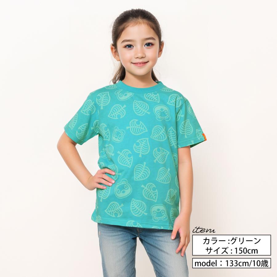 あつまれどうぶつの森 子供服 キッズ グッズ 木の葉 総柄 Tシャツ ジュニア 子供服 あつ森 あつもり キャラクター 半袖 ティーシャツ 女の子 男の子｜gfshoes｜08