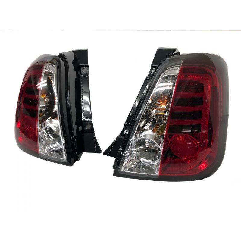 アバルト500 , フィアット500 LEDテールレンズ クリア/レッド ブラックフレーム ABARTH,FIAT