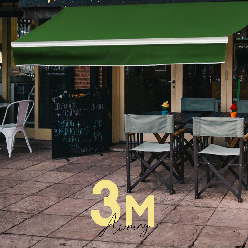 オーニングテント 3M 張出 2m 巻き取り式 防水 格納式 手動 白 オーニングテント 3M 張出 2m 巻き取り式 防水 格納式 手動 白