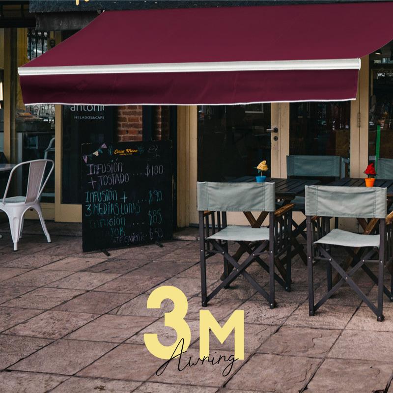 オーニングテント 3M 張出 2m 巻き取り式 防水 格納式 手動 白 オーニングテント 3M 張出 2m 巻き取り式 防水 格納式 手動 白