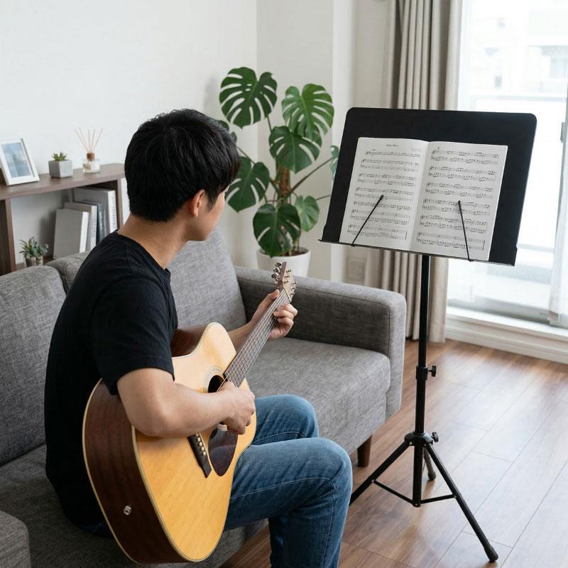 譜面台 軽量 コンパクト 折りたたみ 穴無し 穴なし 楽譜台 楽譜立て