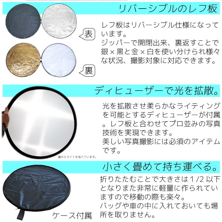レフ板 セット 撮影 丸レフ 60cm 必須4色 ディフューザー キャリング