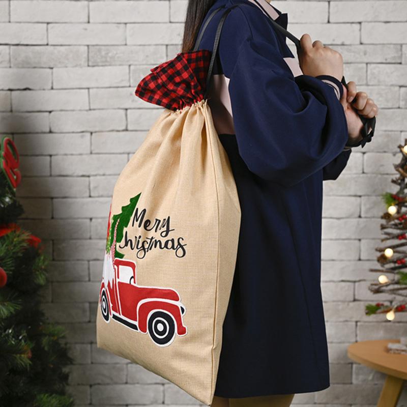 ラッピング 袋 クリスマス プレゼント用 巾着袋 サンタ 麻 ラッピング