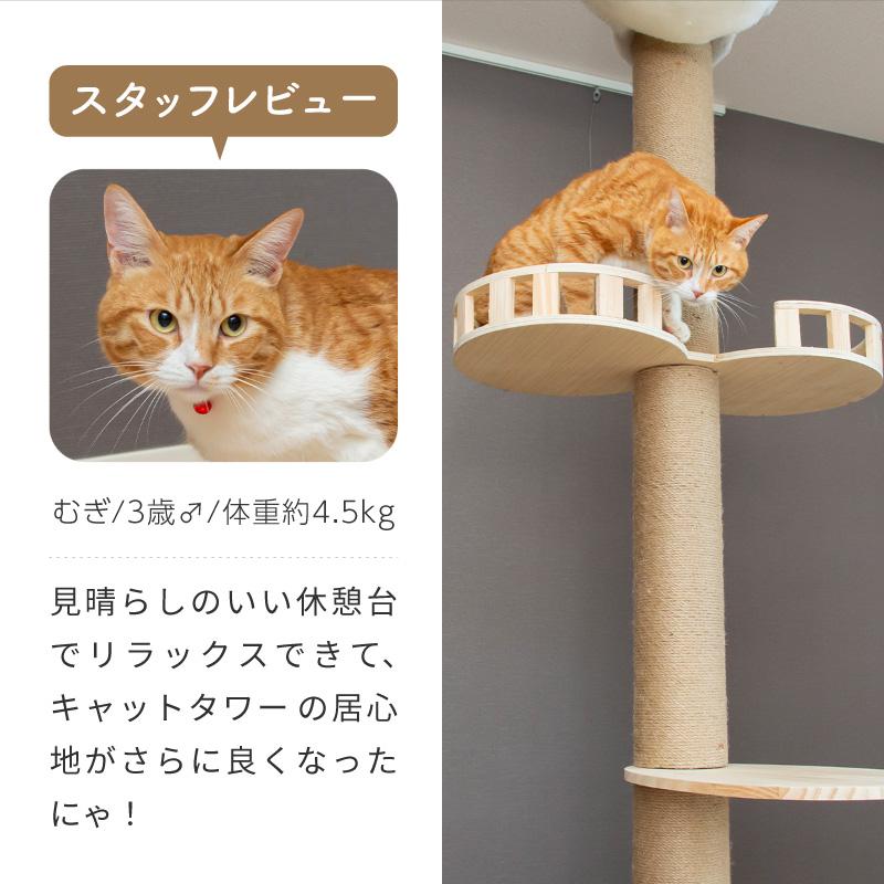 キャットタワー 突っ張り 258~290cm 宇宙船ハンモック 手入れ簡単 耐震